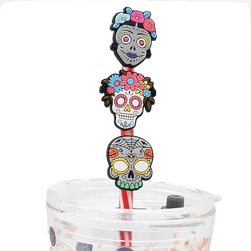 Miniatura 6 de 50 adornos de paja de Halloween, diferentes decoraciones de paja mexicana de horror fantasma, para vasos, accesorios de fiesta en casa