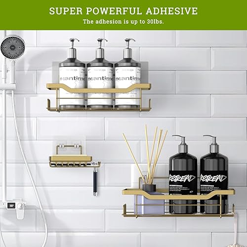 Miniatura 5 de MIUTME Paquete de 4 ganchos adhesivos de repuesto para regadera, ganchos adhesivos transparentes fuertes, tiras de ducha impermeables, sin taladrar,
