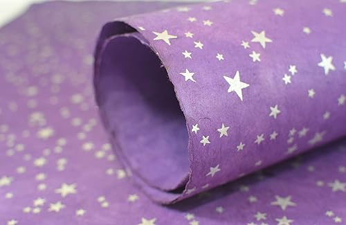 Kathmandu Valley Co. Sustainable Wrapping Paper Handmade from Tree-Free Lokta Paper. Reusable Gift Wrap 10 Sheets 20x30 inches. Made in Nepal. (Magic Stars)