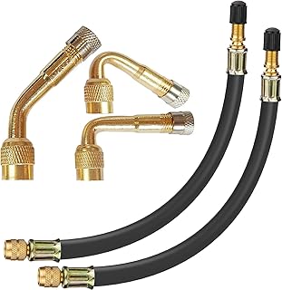 Z-oneMart 5 Pack Tire Valve Extension, 2Pcs 8.25 Inch Flexible Valve Stem Extenders with Brass 45 90 135 Multi Degree Schrader Tire Valve Stem Extension Adaptor Compatible for RV Bike Motorcycle Car