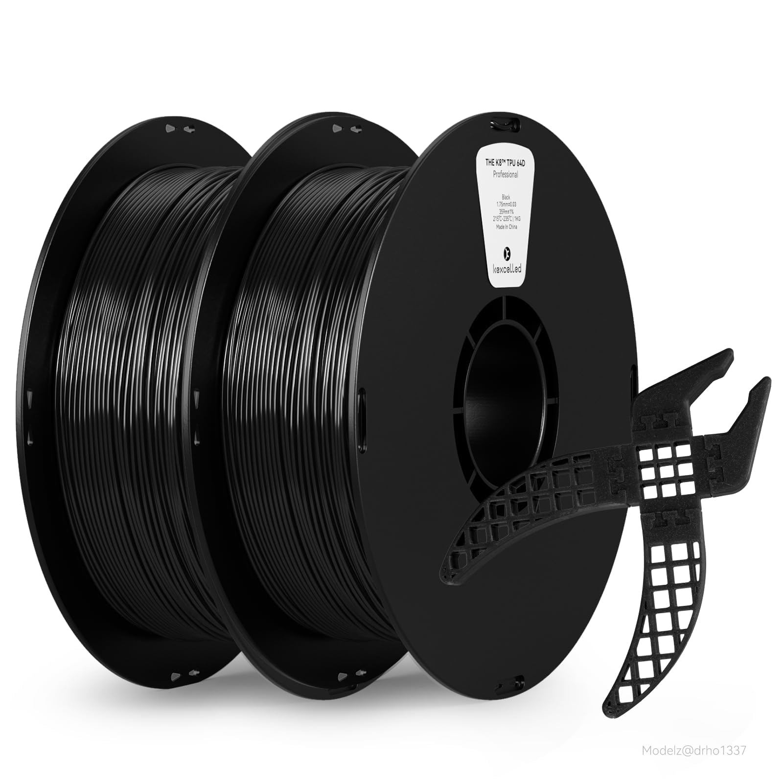 kexcelled Filamento TPU 64D Negro Pack 1,75mm 2kg | Alta Dureza, Resistencia al Desgaste, Material 3D Compatible con la Mayoría de las Impresoras FDM