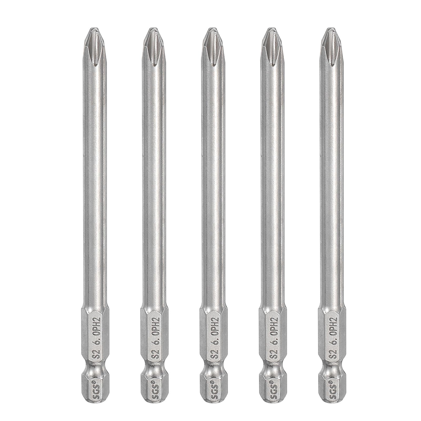 Puntas Phillips PH2 magnéticas de 4 pulgadas evitan deslizamiento en vástago hexagonal 1/4