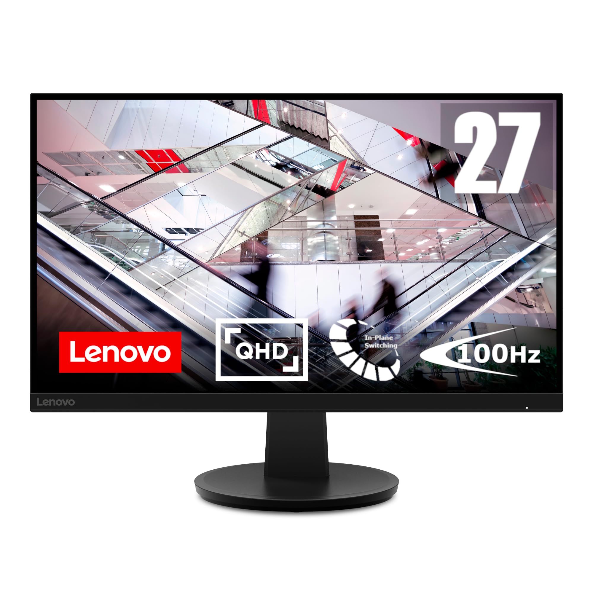 Lenovo N27q Monitor 27" QHD (2560x1440) IPS, 4ms, 100Hz, Frameless, Regolabile, HDMI 2.1 + DP, Low Blue Light/Flicker Free, VESA 100x100