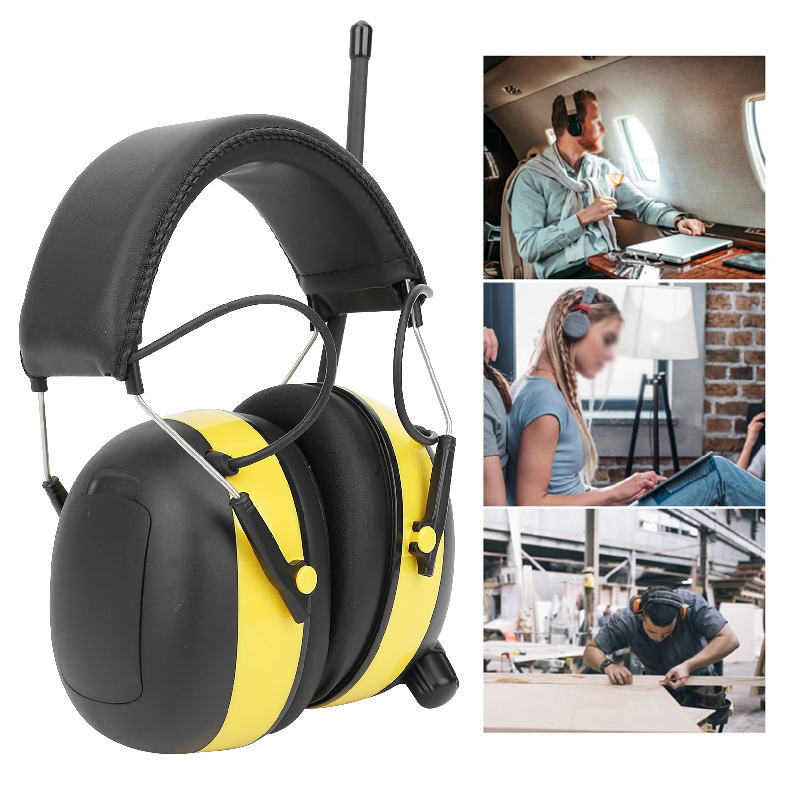 Orejeras Electrónicas con Reducción de Ruido, Auriculares Protectores Auditivos con Radio AM FM y Entrada de Audio, Diadema Ajustable para Caza y Tiro en la Construcción