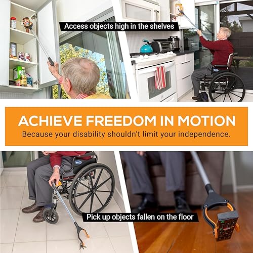 Miniatura 3 de EZPIK Herramienta de agarre plegable profesional de 34 pulgadas para personas mayores, herramienta de alcance para personas mayores, herramienta de