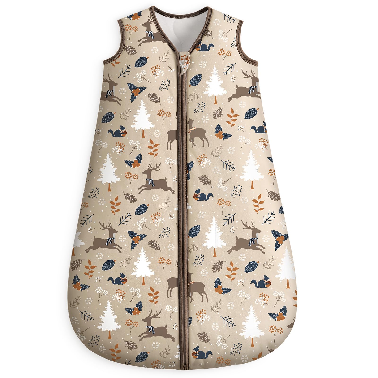 Looxii Baby Sleeping Bag 2.5 Tog 12-18 Months Winter Baby Sleep Sack 100% Cotton Soft Warm Wearable Blanket for Newborn Infant Toddler Brown Elk