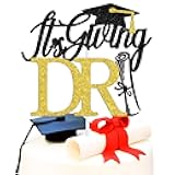 It's Giving DR Cake Topper, Congrats Doctor/PHD, Doctoral Degree Graduation Decor, 2026 College Phd Graduation Party Decorations Supplies, Black Glitter