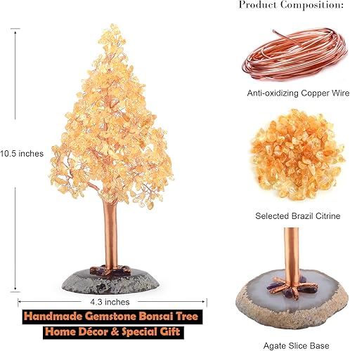 Miniatura 8 de Árbol de Navidad de cristal de cuarzo rosa natural, árbol de la vida con piedras preciosas, base de rodajas de ágata, equilibrio de chakras,