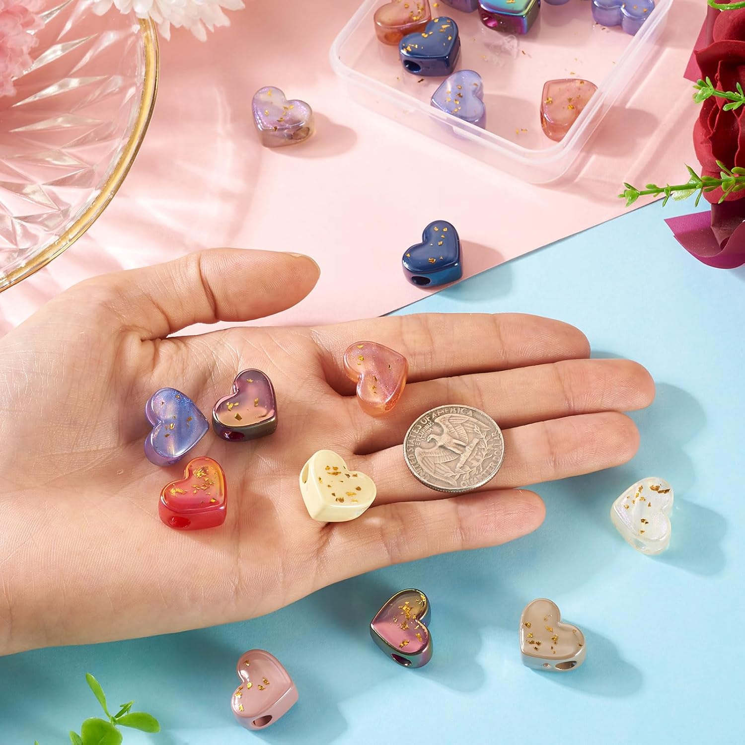 Heart Bead Cheriswelry 20pcs European Large Hole Beads Acrylic Heart Bracelet Beads Cute Loose Spacer 17.8x14.6 mm for DIY Craft Earring Necklace Jewelry Making - Image 6