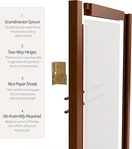 Miniatura 4 de Pantalla Shoji de doble cruz corta para escritorio de 2 pies - Nogal - 4 paneles