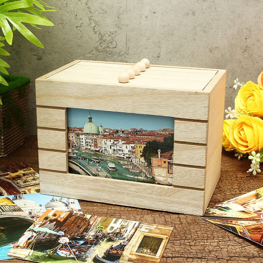 Fotoalbum Kreativer Holz-Fotoalbum-Kasten Holzgehäuse DIY 6. Zoll 100 stücke Fotos Lagerung Hochzeit Baby Fotobild einsetzen Boxen Wohnkultur Fotoalbum Zum Selbstgestalten