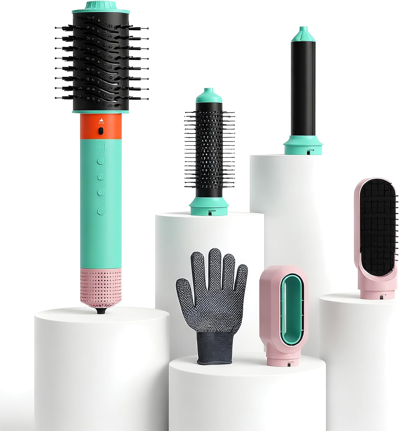 6 in 1 Ionic Hot Air Styler, 13500W Powerful Hair Dryer Brush, Auto-Wrap Curlers, Paddle Brush for Fast Drying, Volumizing, Curling & Straightening, No Heat Damage for All Hair Types