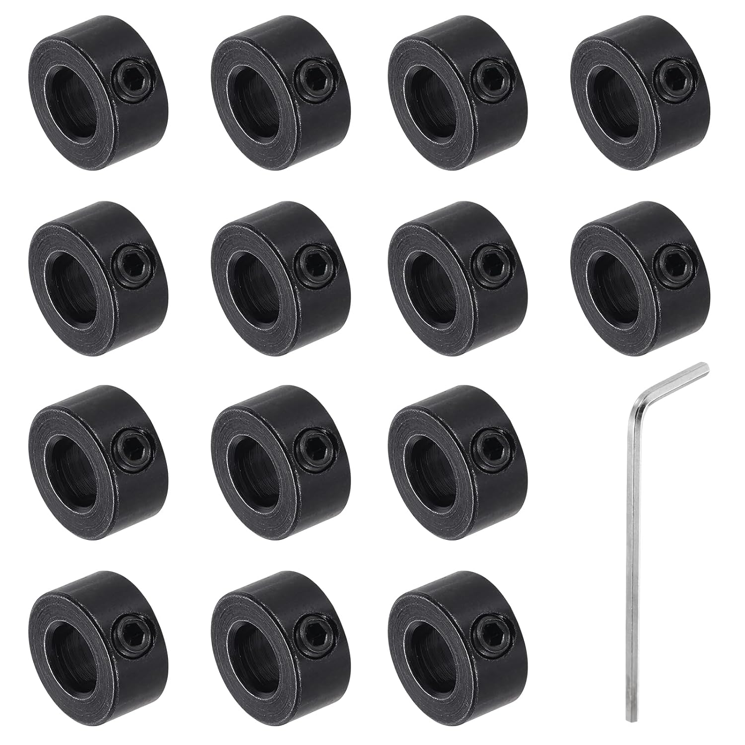 MECCANIXITY 14pcs Black Set Screw Collars 5.05mm Bore Shaft Collars, 10mm OD, 5mm Width, Landing Gear Stopper, Carbon Steel Drill Bits Depth Collars