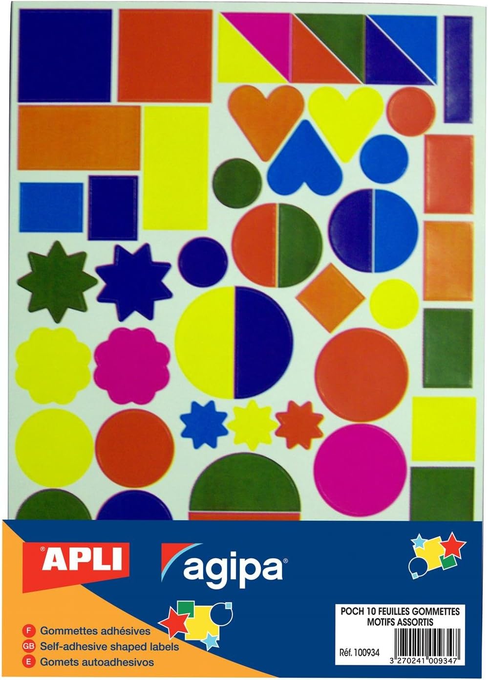 APLI Kids 100934 – Self-Adhesive Stickers in Various Shapes and Colours, 590 Geometric Stickers.