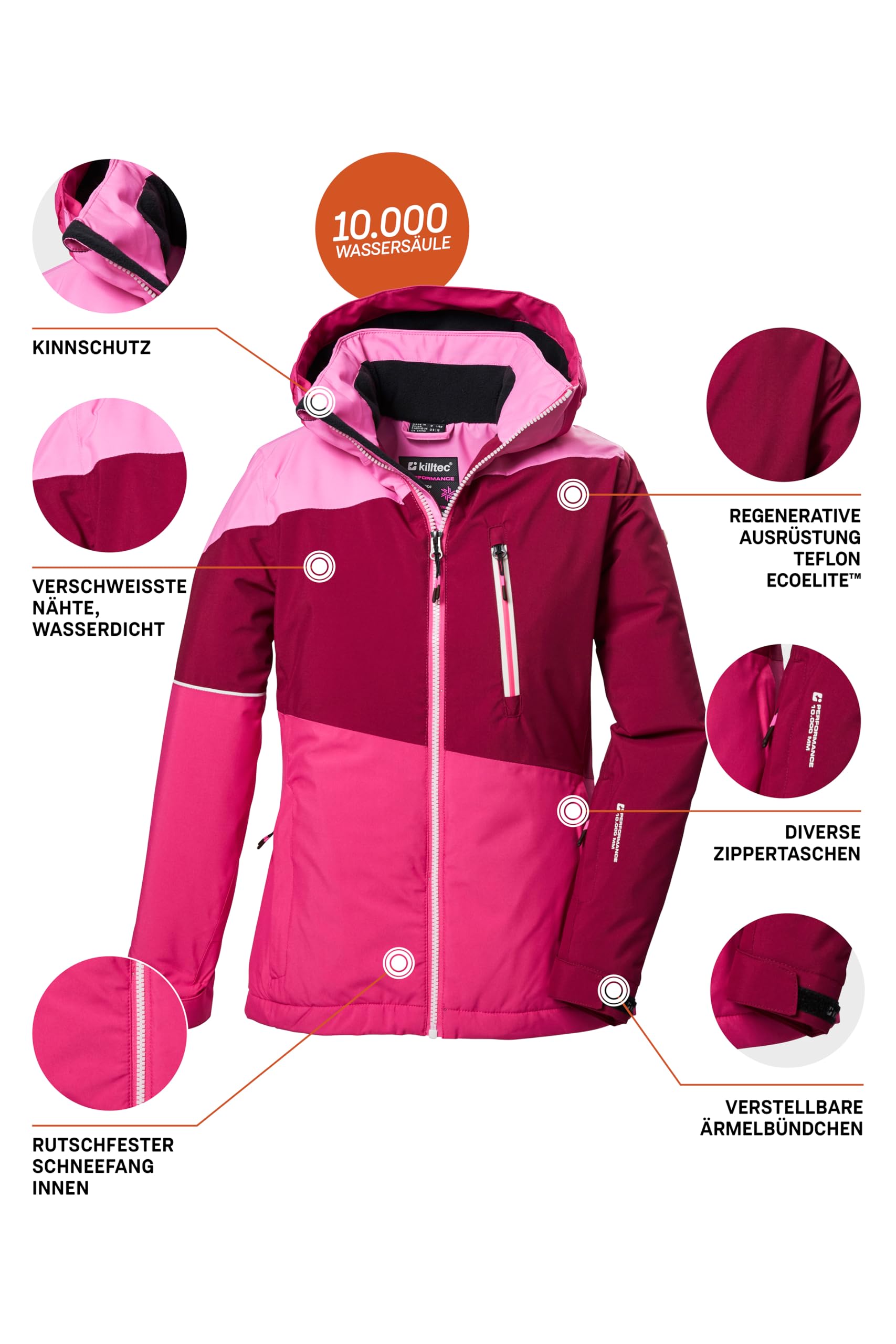 Killtec Mädchen Ksw 331 Grls Ski Jckt Skijacke/Funktionsjacke mit Kapuze und Schneefang