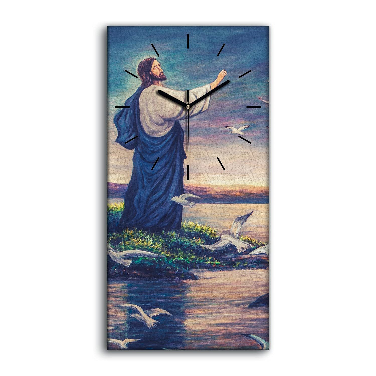 Horloge sur Toile Silencieuse sans Tic-Tac Décoration Murale Oiseaux 30x60