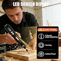 Vista 4 de Herramienta giratoria inalámbrica, kit de amoladora de pantalla Sreen de 6 velocidades con pinza universal y luz LED frontal, 68 accesorios