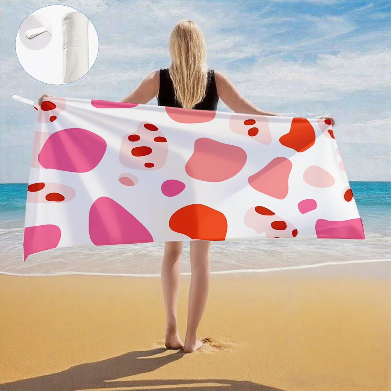 Serviette de Plage XXL 90x200,Rose Serviette Plage Microfibre avec Séchage Rapide, Anti-Sable, Absorbante Fonction Design pour Vacances Piscine Pique-Nique Voyages Yoga, Cadeau Femme 2 Pack Q-637