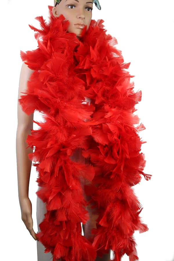 Flydreamfeathers 150 Gram Turkey Flat Large Feather Boa, Good for Party， Dress Up， Halloween Costume， Decoration (Red) by Flydreamfeathers - Used condition - US$21.76