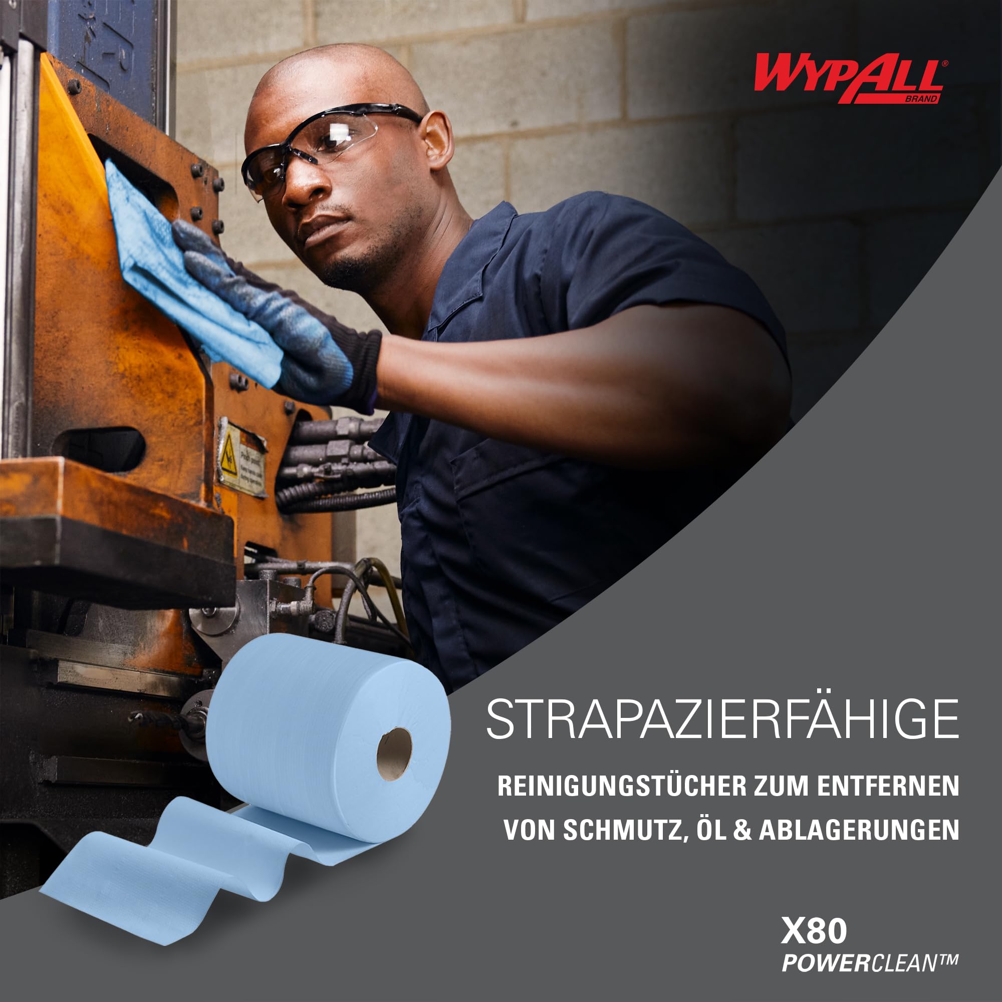 Wypall X80-Tücher, 1 Großrolle mit 455 blauen, 1-lagigen Werkstatthandtüchern., Artikel-Nr. 8347