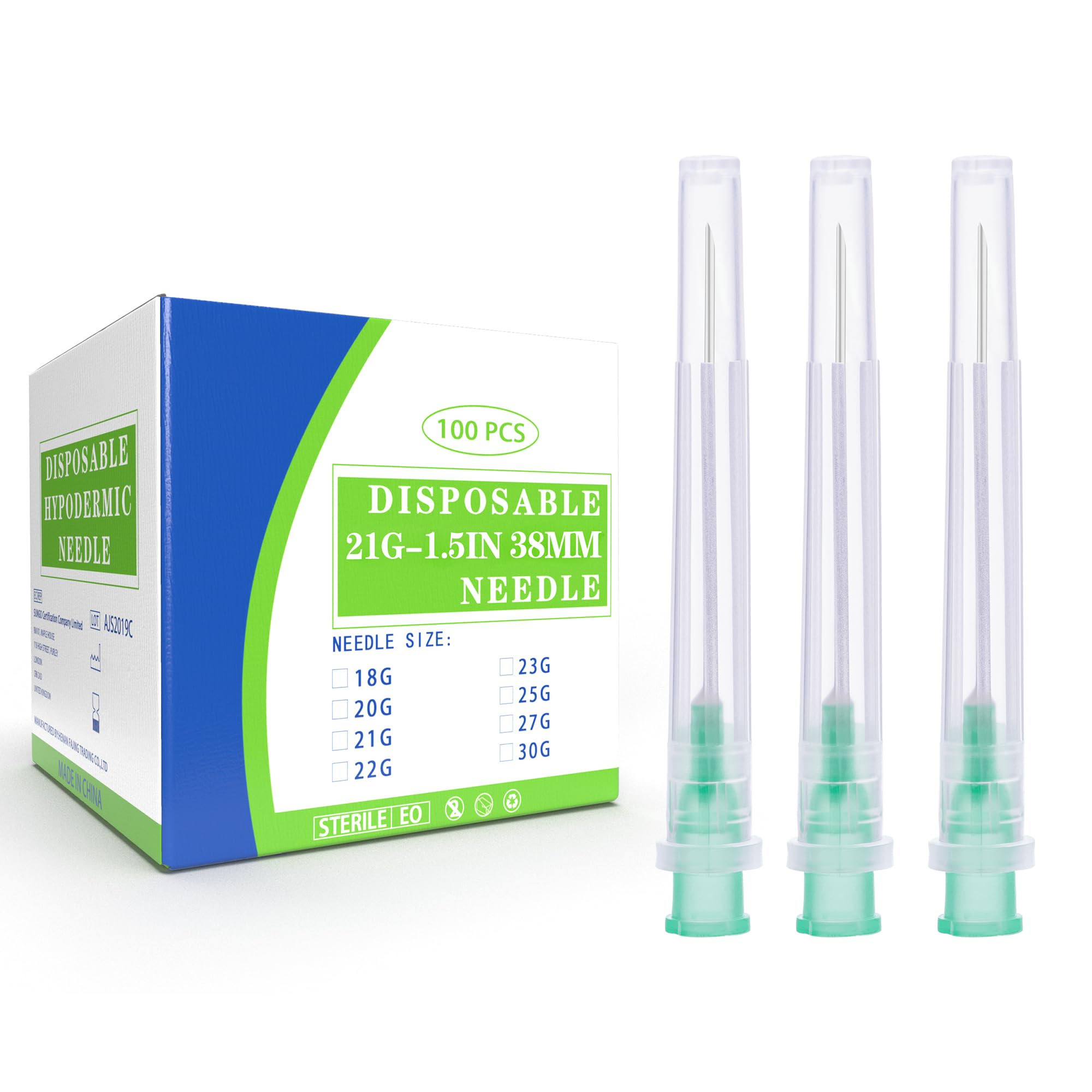 Lot de 100 accessoires de tuyaux en acier inoxydable pour laboratoires scientifiques, mesure et recharge, 21 g et 38 mm, emballés individuellement
