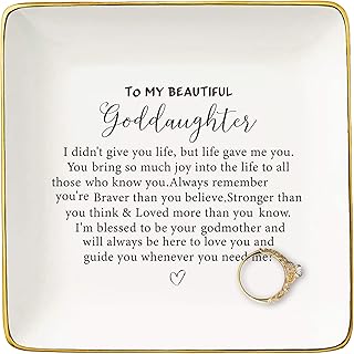 NZY Goddaughter Gifts from Godmotehr Godfather,Birthday Graduation Christmas Gifts for Goddaughter,Encouraging Gift-Ceramic Jewelry Tray