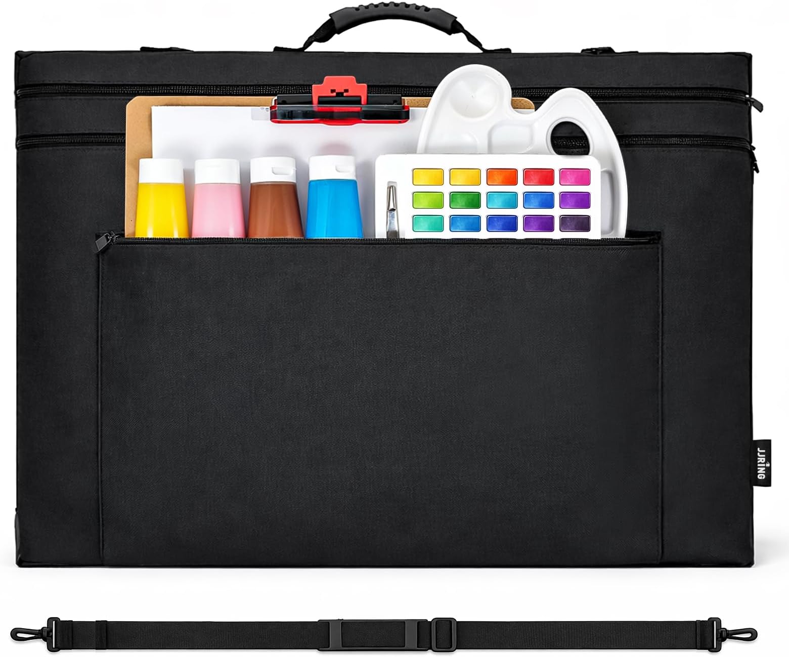 JJRING 24x36 Art Portfolio Tote Bag - Large Carrying Storage Case with Handle & Adjustable Shoulder Strap, Portfolio Folder for Artwork, Posters, Canvas, Drawing Boards