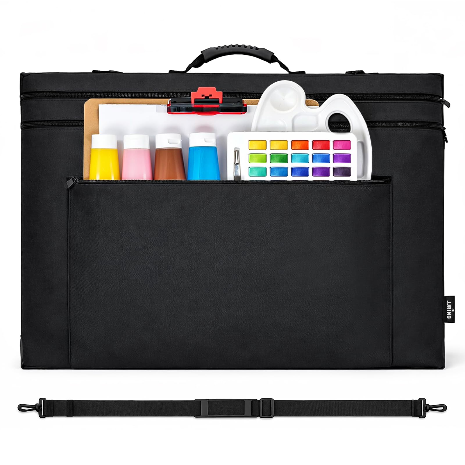 JJRING 24x36 Art Portfolio Tote Bag - Large Carrying Storage Case with Handle & Adjustable Shoulder Strap, Portfolio Folder for Artwork, Posters, Canvas, Drawing Boards