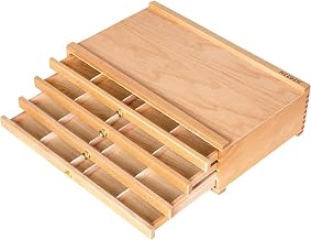 4 Drawer Artist Storage Box Multi-Function Beech Wood Storage Box with Drawer and Cake Compartments