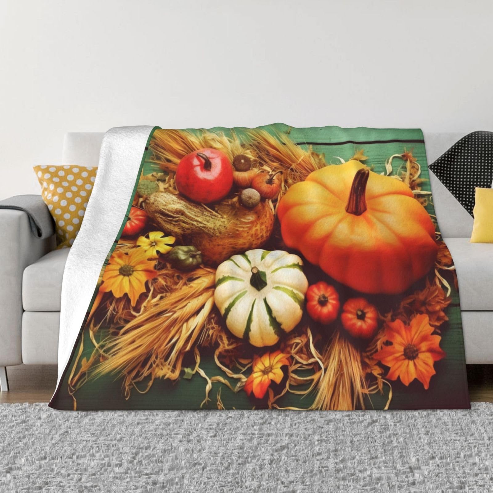 Plaid canapé microfibre Happy Thanksgiving pour vos soirées d'automne