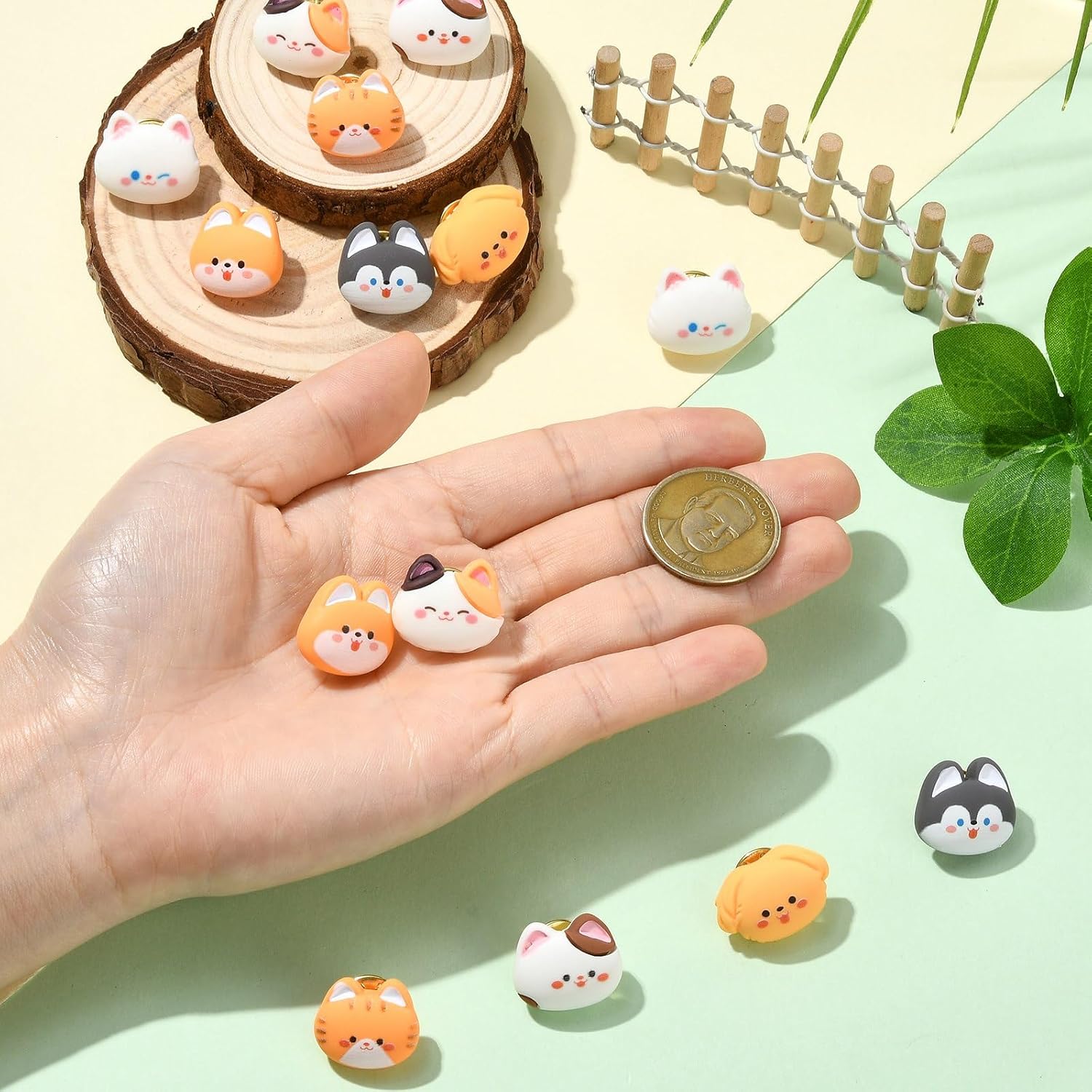 Ipotkitt 14 pcs 7 Styles Resin Animal Pins Kitten Cute Pet Cat Dog Badge Brooches Pin Backs for DIY Crafts Dress Clothes Backpacks Bags Hats Jeans Ties Decor