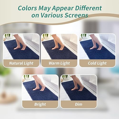 Miniatura 7 de Alfombra de baño azul marino de 24 x 36 pulgadas, antideslizante, esponjosa, para suelo de baño, lavable, de lujo, alfombra de baño para bañera,