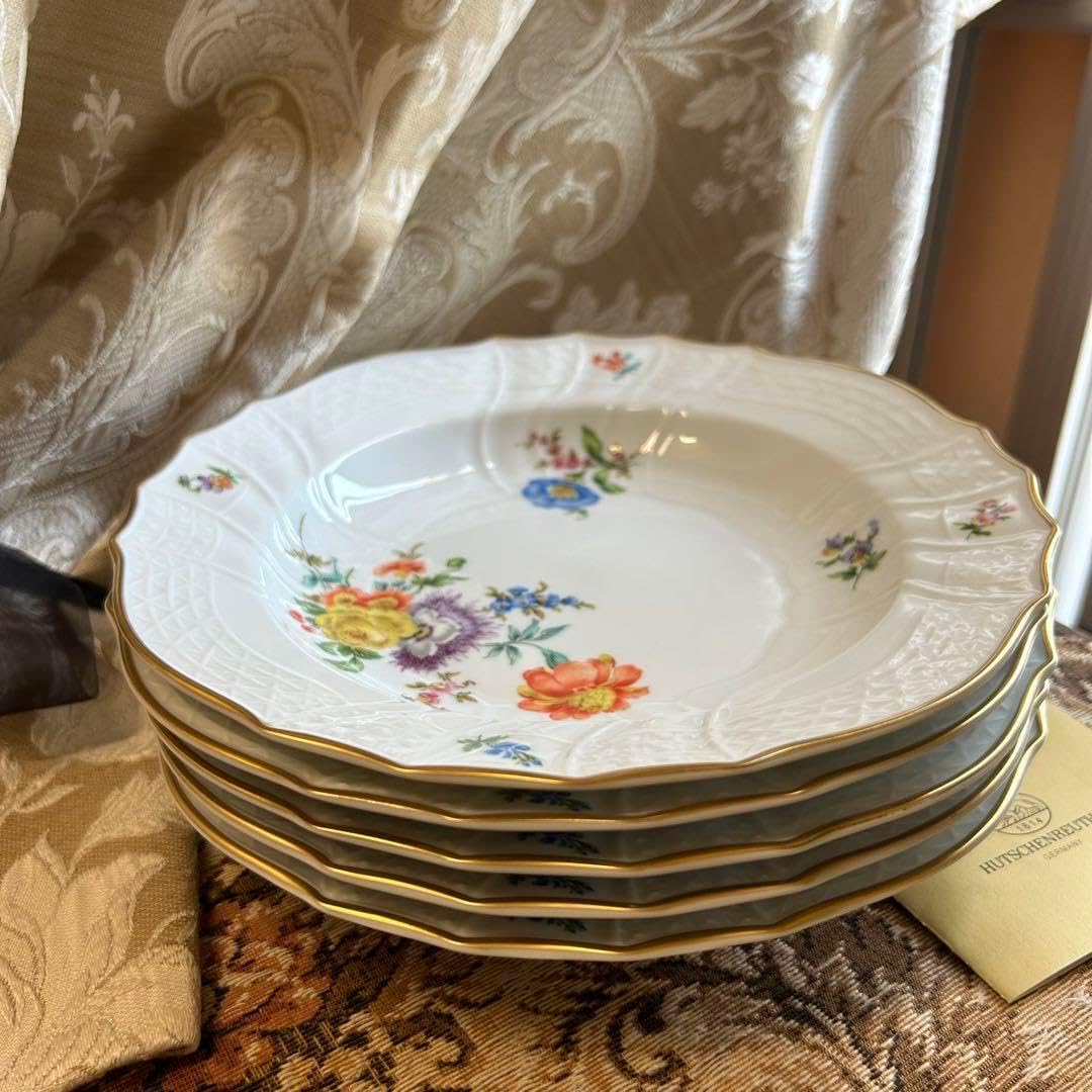 ドイツ製 HUTSCHENREUTHER 美しいレリーフ ディープ皿 5枚 ドイツ製