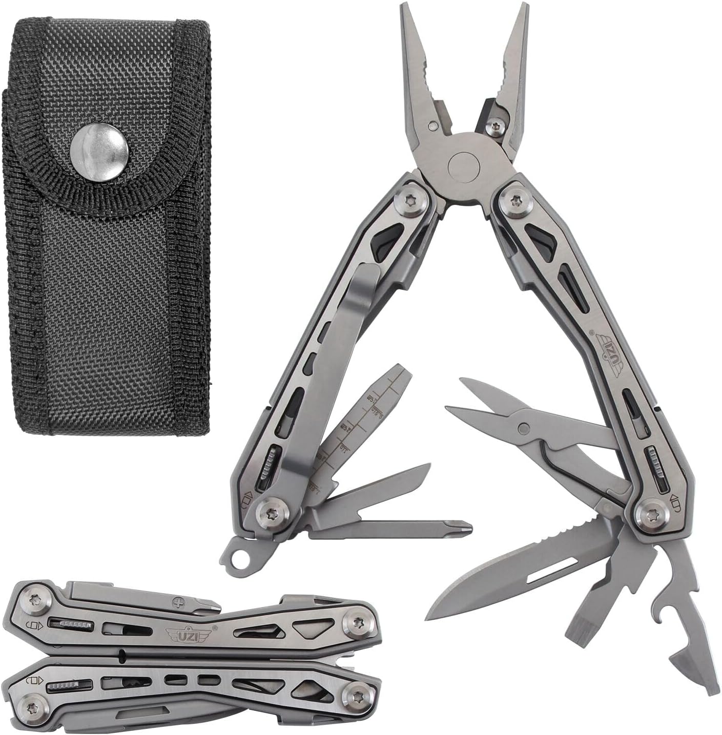 UZI Multifunctional 20-in-1 Multitool with Scissors, Glass Screwdriver, Wire Stripped, Bottle Opener, & More | Multi Tool Pocket Knife for Camping, Fishing, Hunting | Hiking Essentials | EDC Tools
