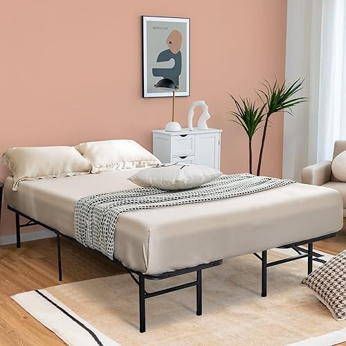 Miniatura 7 de BestComfort Base de cama de plataforma de tamaño individual o matrimonial, base de colchón plegable 2 en 1 con espacio libre de 14 pulgadas desde el