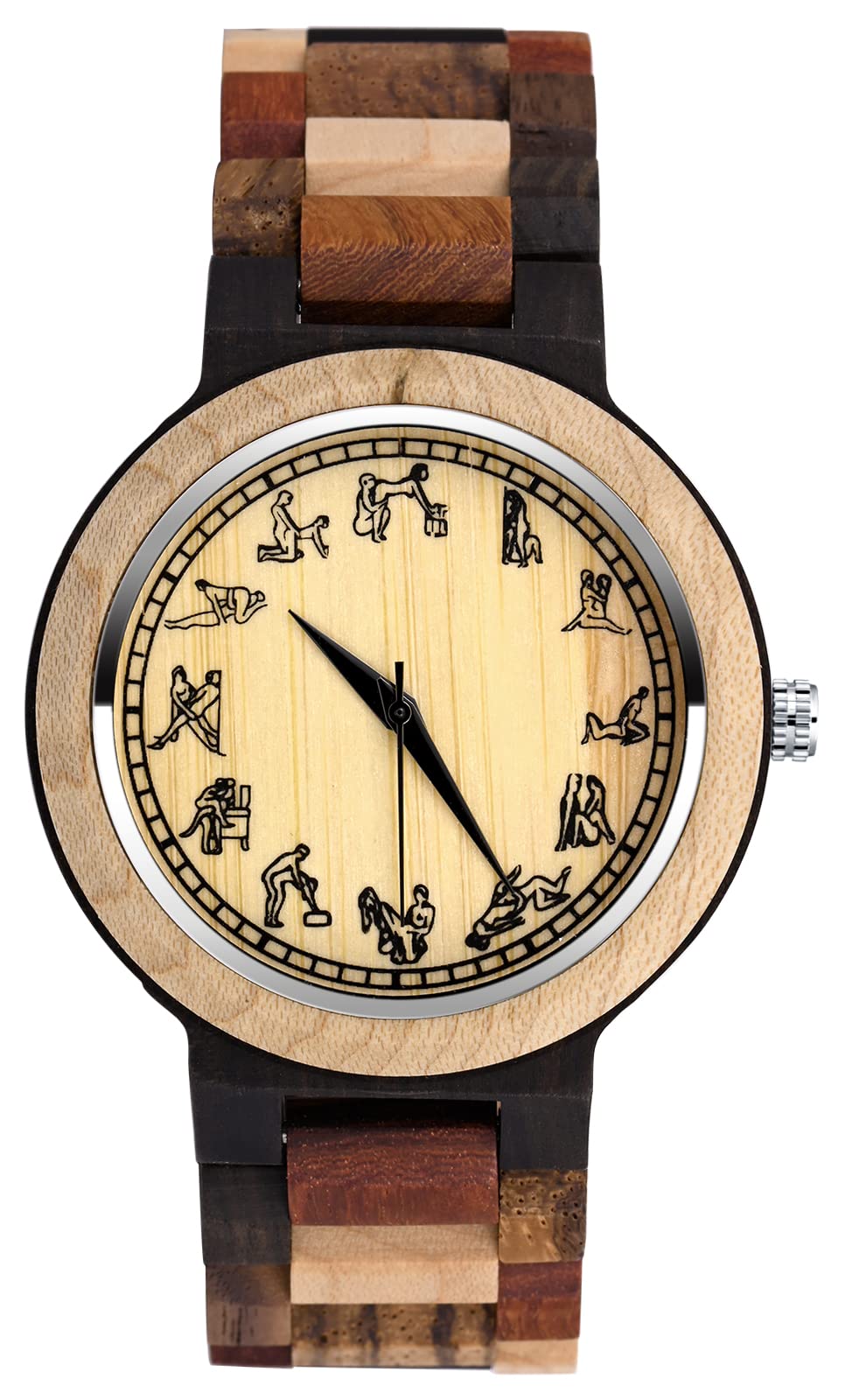 SUPBRO Holzuhren Herren Holz-Armbanduhr Klassik Holzuhr für Herren analoge Uhr Verstellbares Armband Hölzerne Armband für Männer