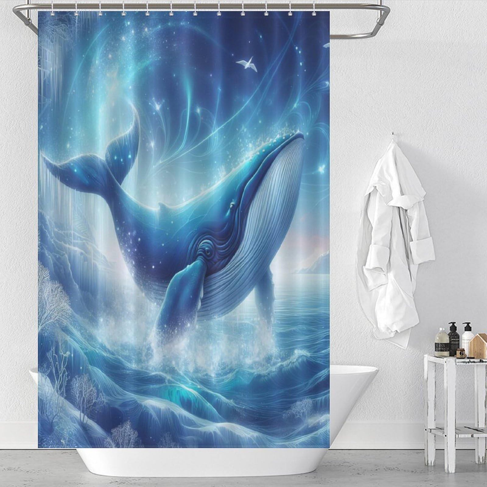 Rideau de douche baleine pour égayer votre salle de bain familiale
