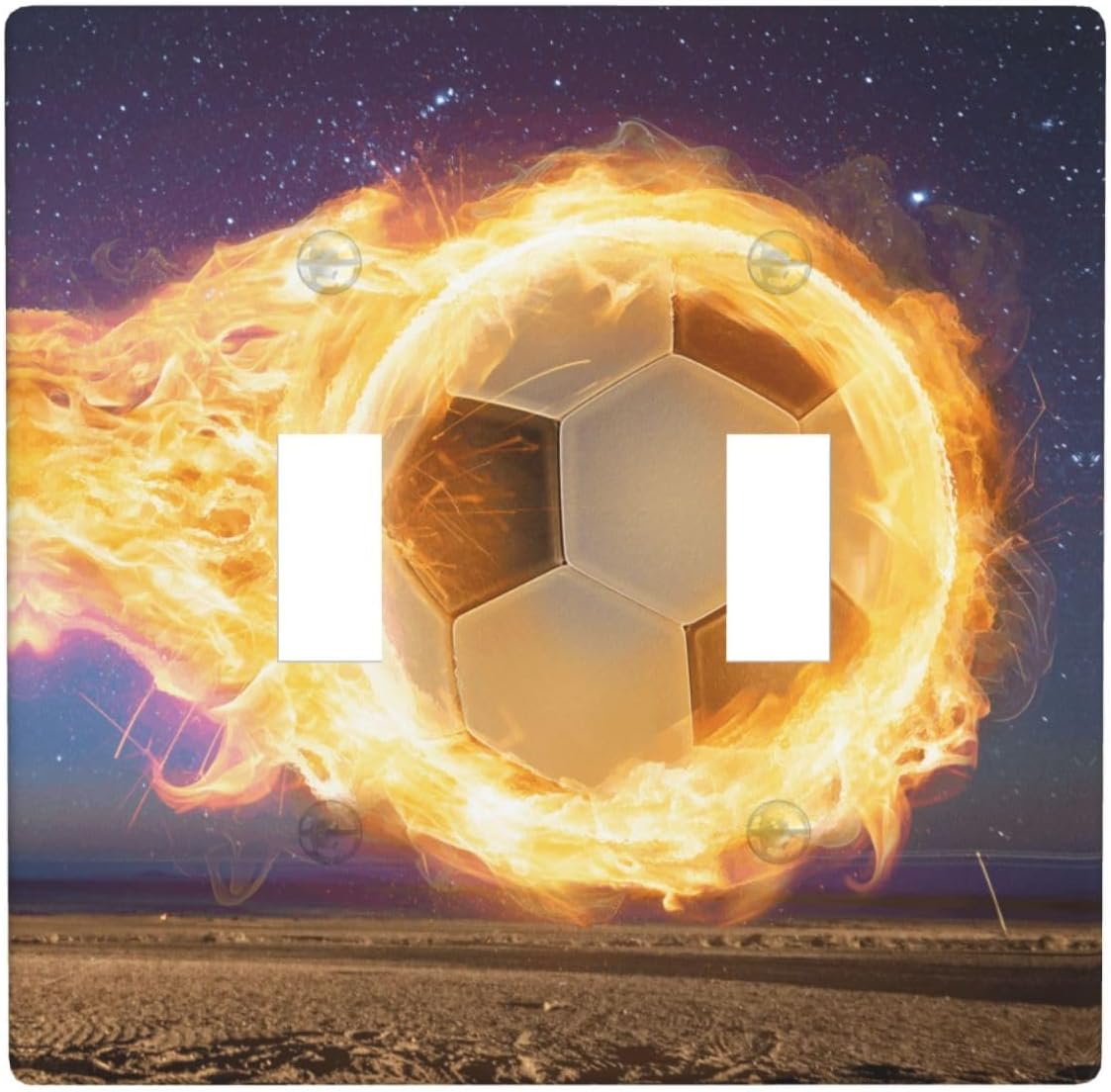 Soccer Ball Football Double Light Switch Cover Plates Decorative 2 Gang Wall Plate Double Toggle Lightswitch Cover