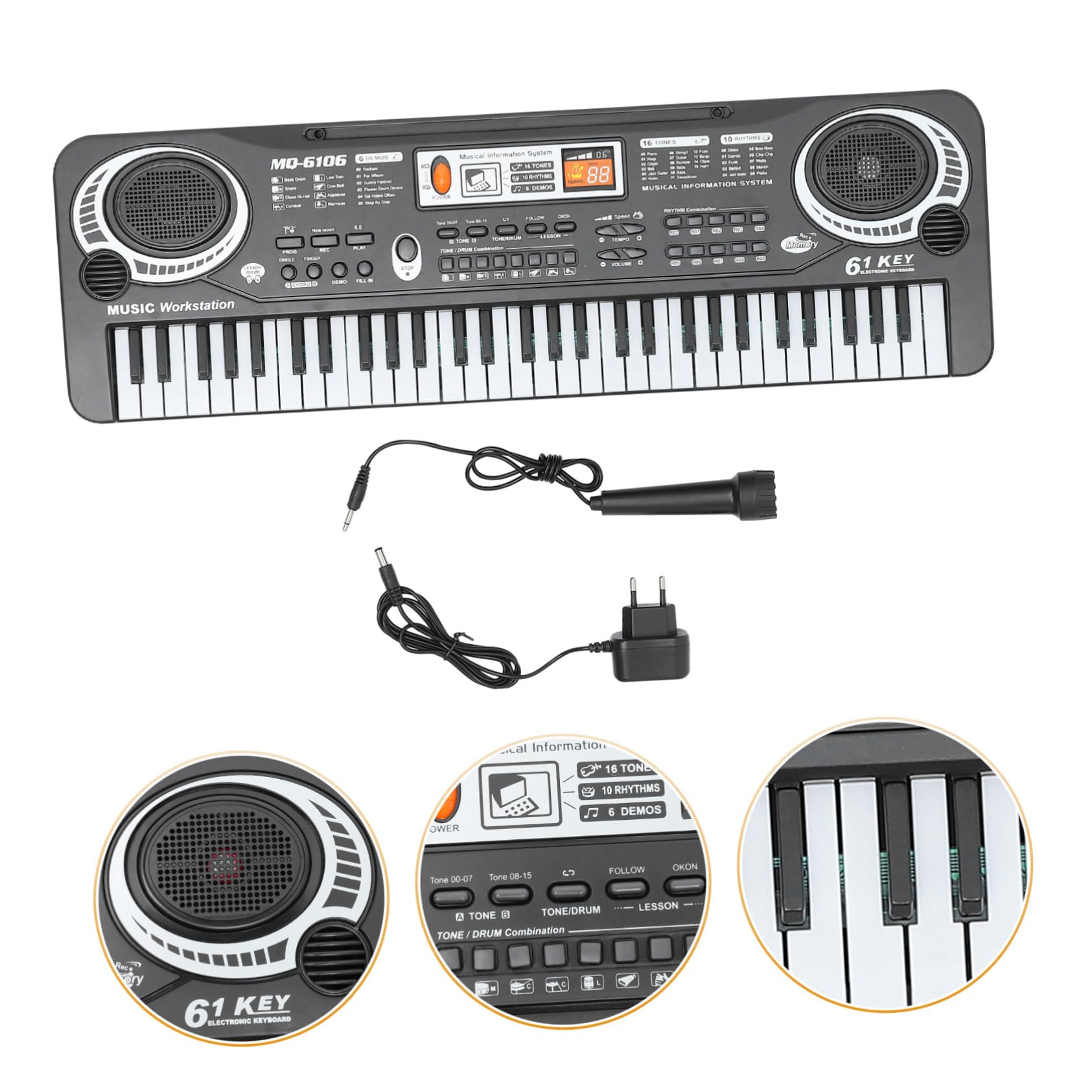 BESPORTBLE Piano Electrónico Reconocimiento de Voz y Material Abs de 61 Teclas Juguete Educativo Musical para Mejorar la Audición y Aprendizaje Infantil para Niños