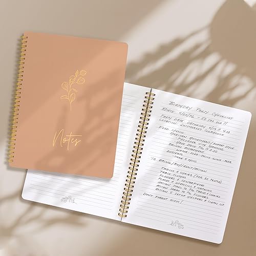 Miniatura 4 de Cuaderno estético en espiral para mujer, bonito y moderno cuaderno de rayas color rosa de 10.5 x 8.5 pulgadas con bolsillos grandes y páginas