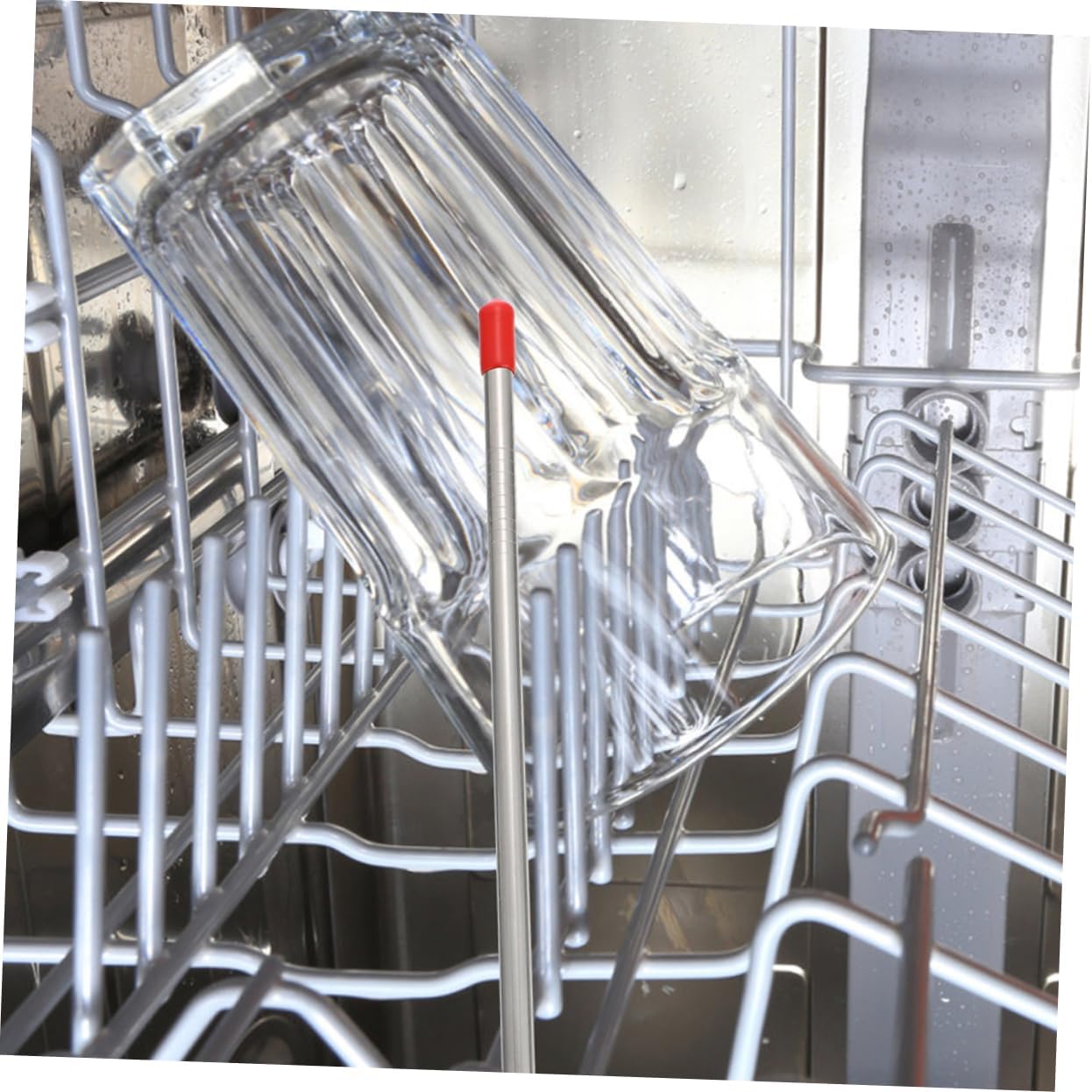 SOLUSTRE 6pcs Flexible Dishwasher Inserts Stainless Steel Drainer Bottle Holder Dishwasher Drain Sticks for Standard Racks