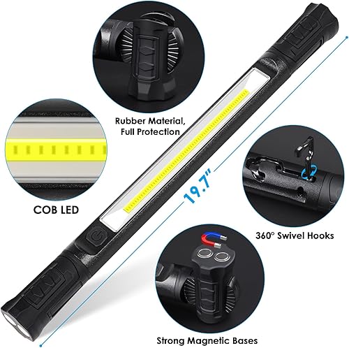 Miniatura 9 de Luz de trabajo, luces LED brillantes de 2500 lm, barra de luz magnética recargable de 5200 mAh, luces mecánicas para reparación de