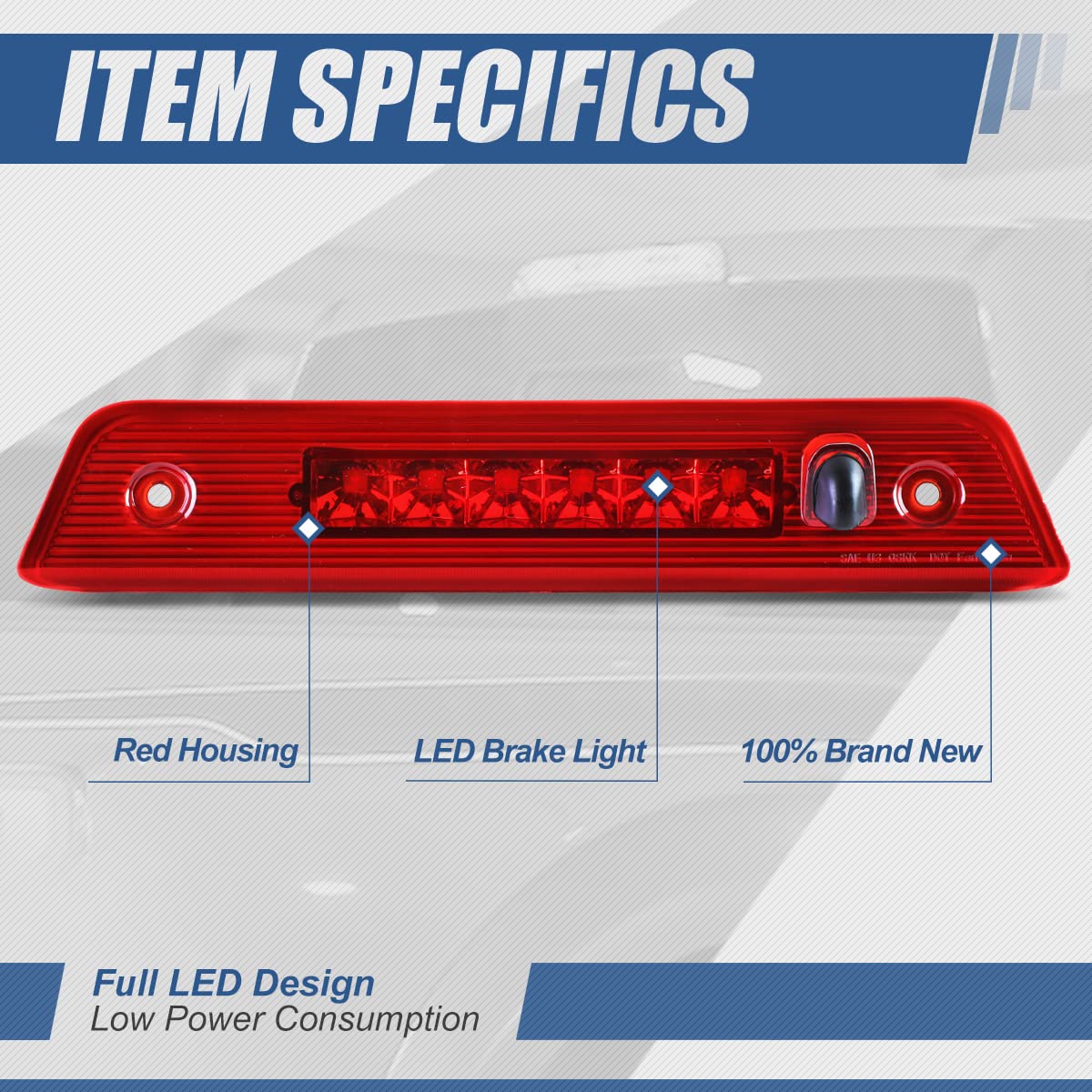 Auto Dynasty Rear Hight Mount Red Housing LED 3rd Third Tail Brake Light Lamp Compatible with Jeep Liberty KK 08-12