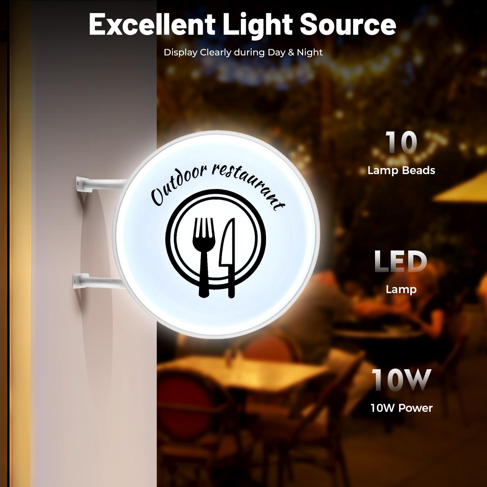 Insegna Luminosa Al Neon LED Bifacciale Rotonda 50 Cm Con Telaio In Alluminio, Impermeabile Per Esterno, Per Pubblicità Di Negozi E Ristoranti