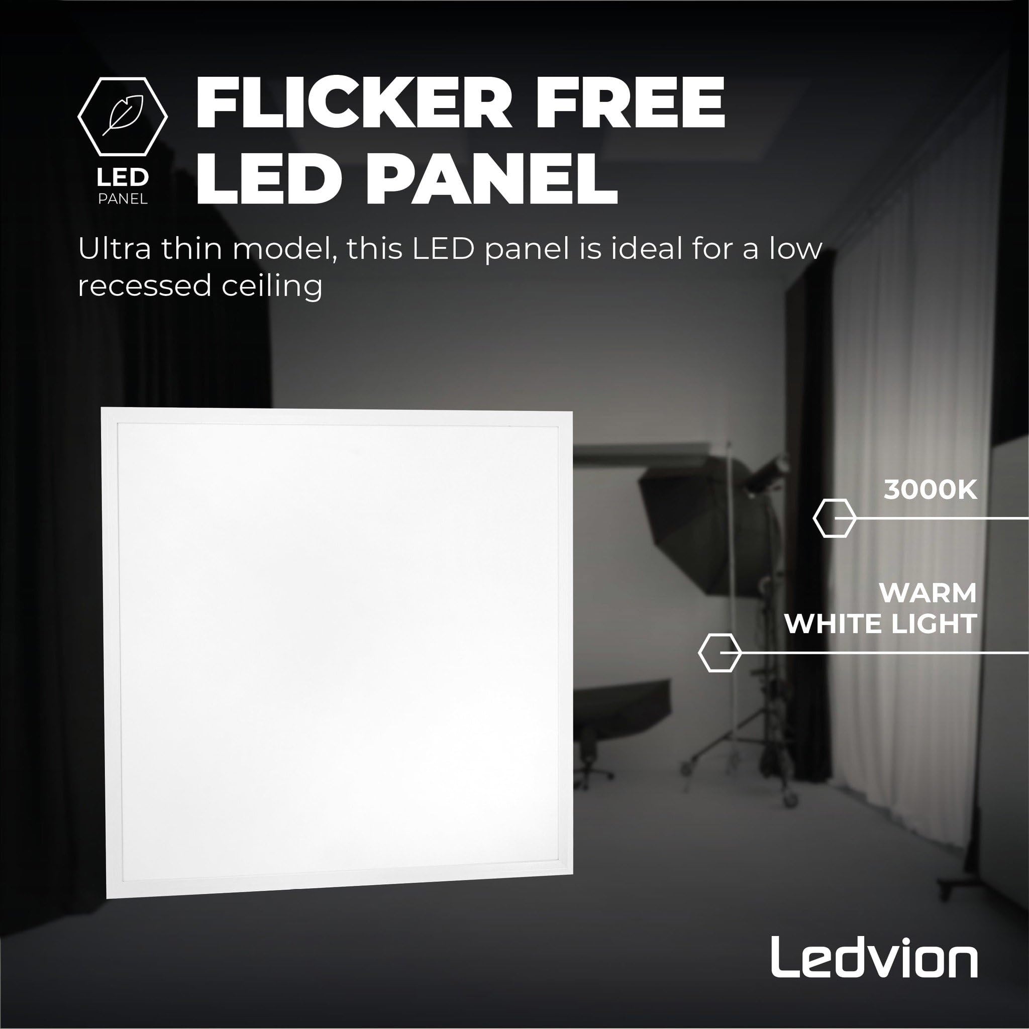 Ledvion Panneau LED 60x60 36W 3000K 4000 Lumens Plafonnier à Grille Encastré