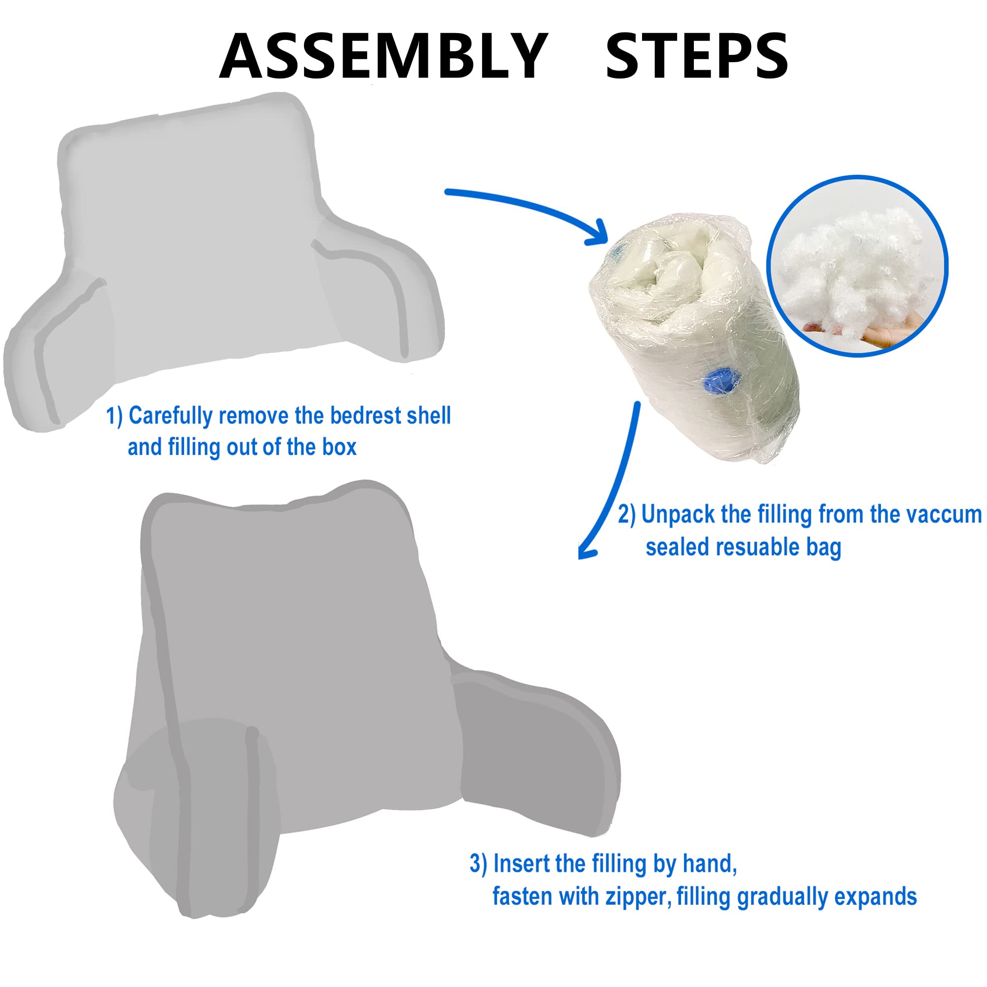 Home Soft Things Textured Velvet Bedrest Reading Pillow with DIY Filling, Need Assembly, Backrest Armrest Pillow Chair Back Support for Sitting up in Bed, Deep Teal, 20