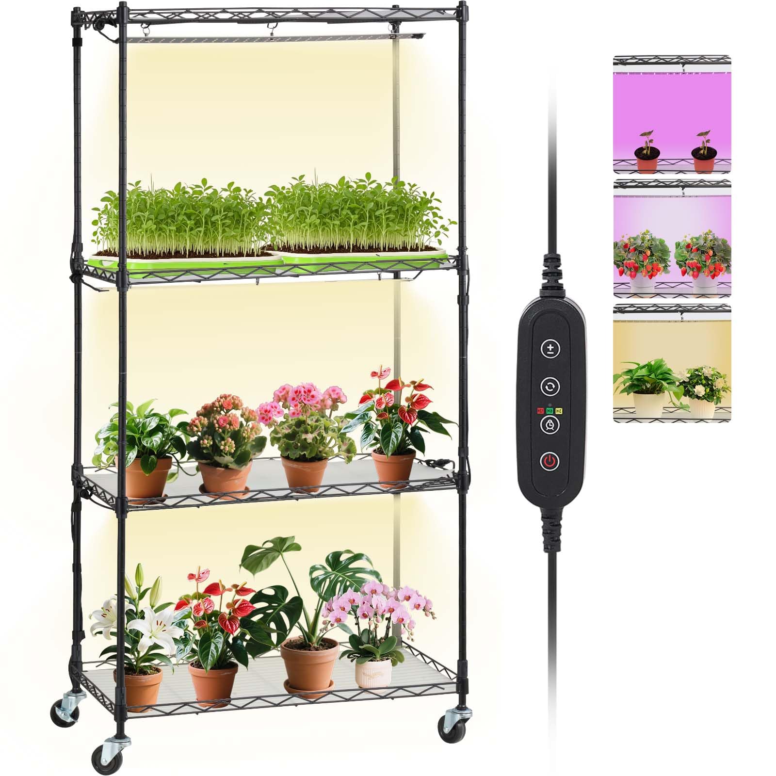 Amazon.com : VEVOR Plant Stand with Grow Light, 4-Tier Plant