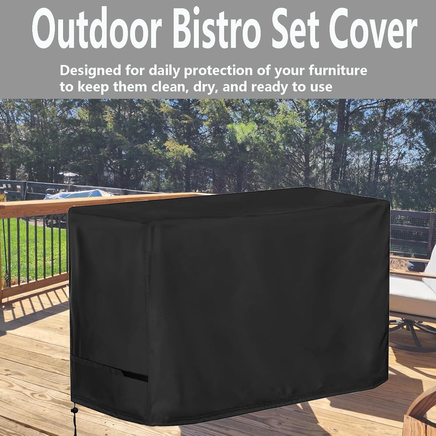 Oslimea Bar Height Patio Set Cover, Outdoor Bistro Set Cover for High Top Bar Table and Chairs/Outdoor High Stool Bistro Set 3 Pieces, Waterproof and Windproof, 70" L x 32" D x 47" H