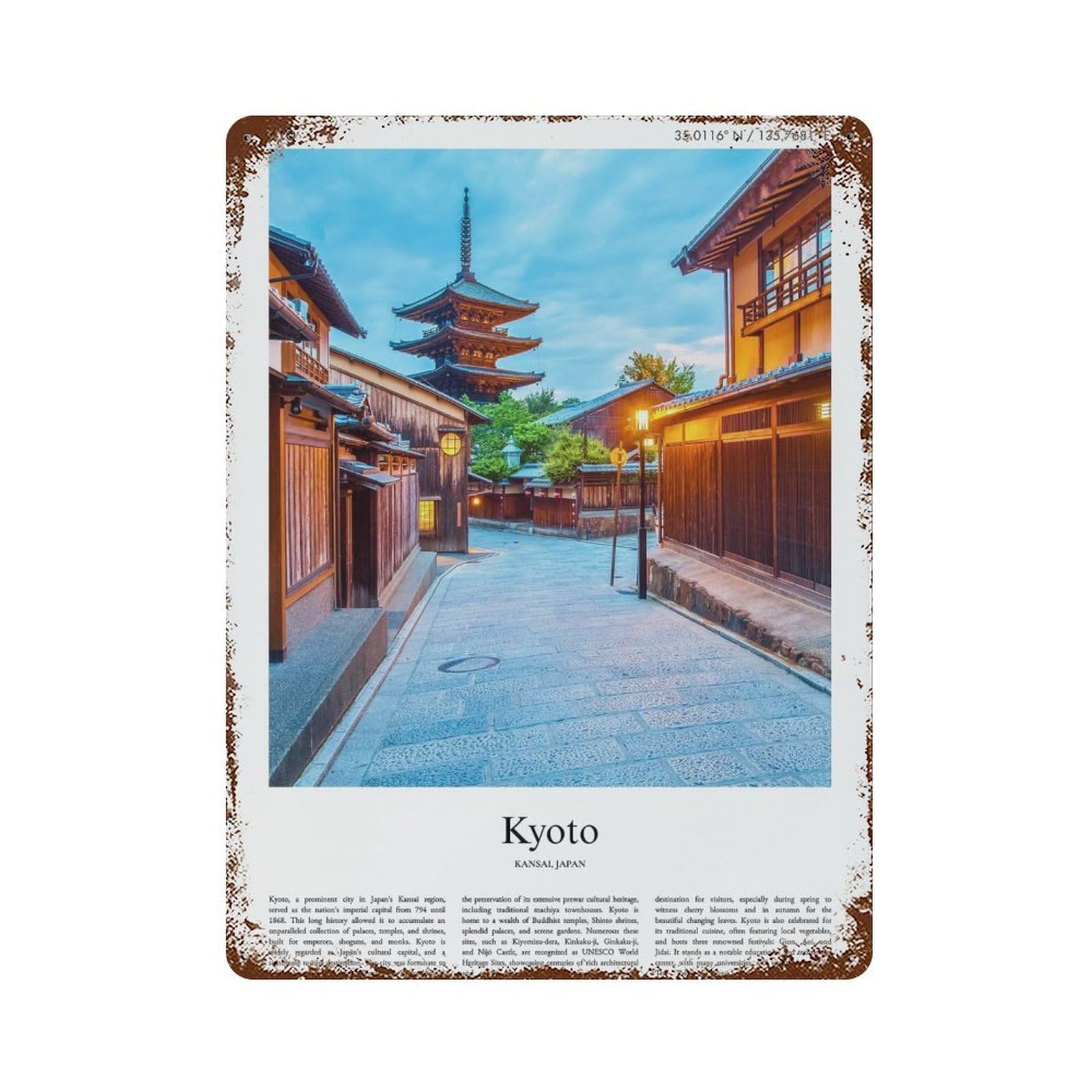xiaoxiaoshen Kyoto Kansai, Japan City Scenery Wall Decor Art Metal Tin Poster Modern Home Decor Art Home Bar Shop Decorations Vintage Sign 40x30cm