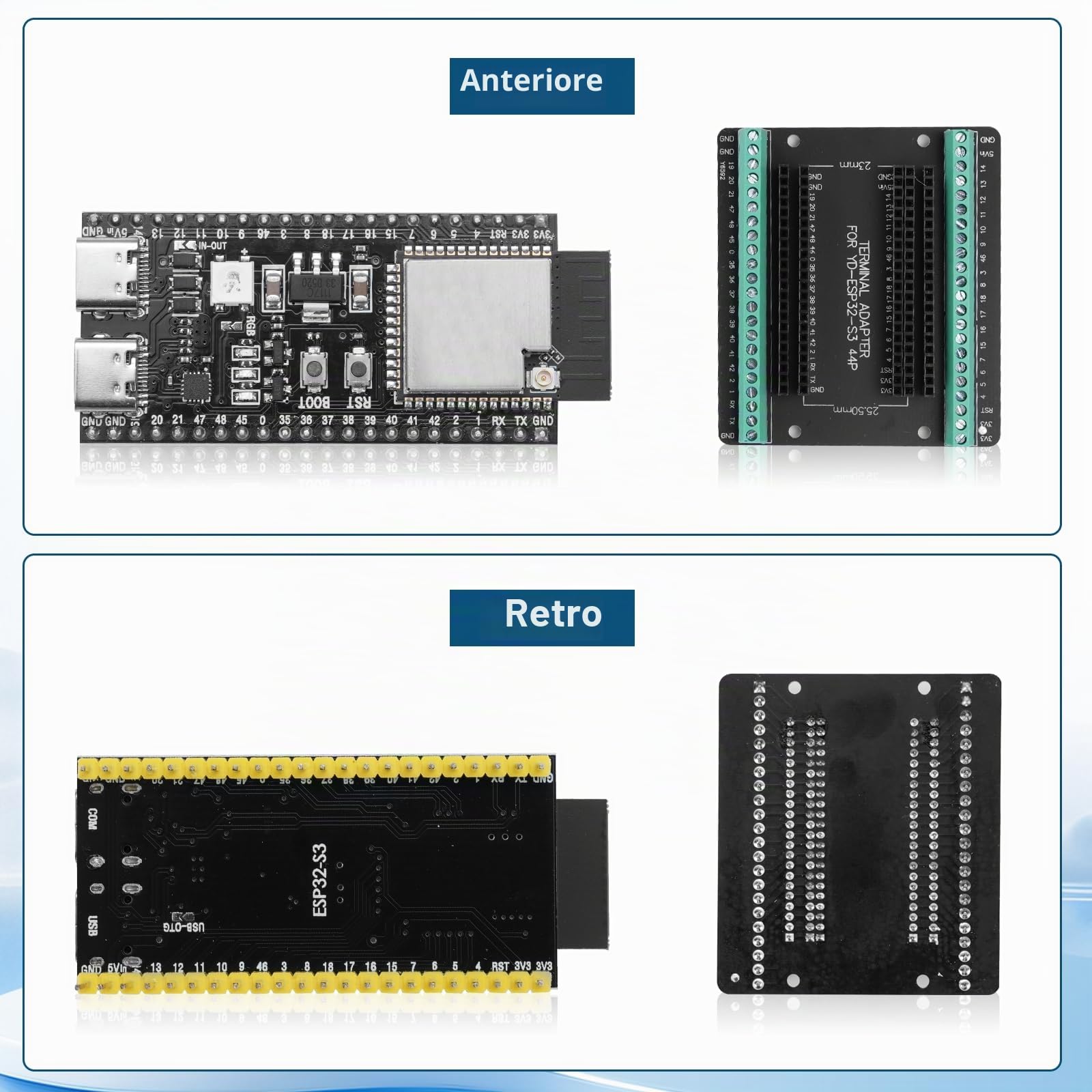 Scheda di sviluppo ESP32-S3 DevC-1-N16R8-S3 con scheda di espansione AYWHP Wi-Fi + BLE MCU ESP32-S3 Modulo completamente integrato Compatibile con Arduino (1 pezzo)